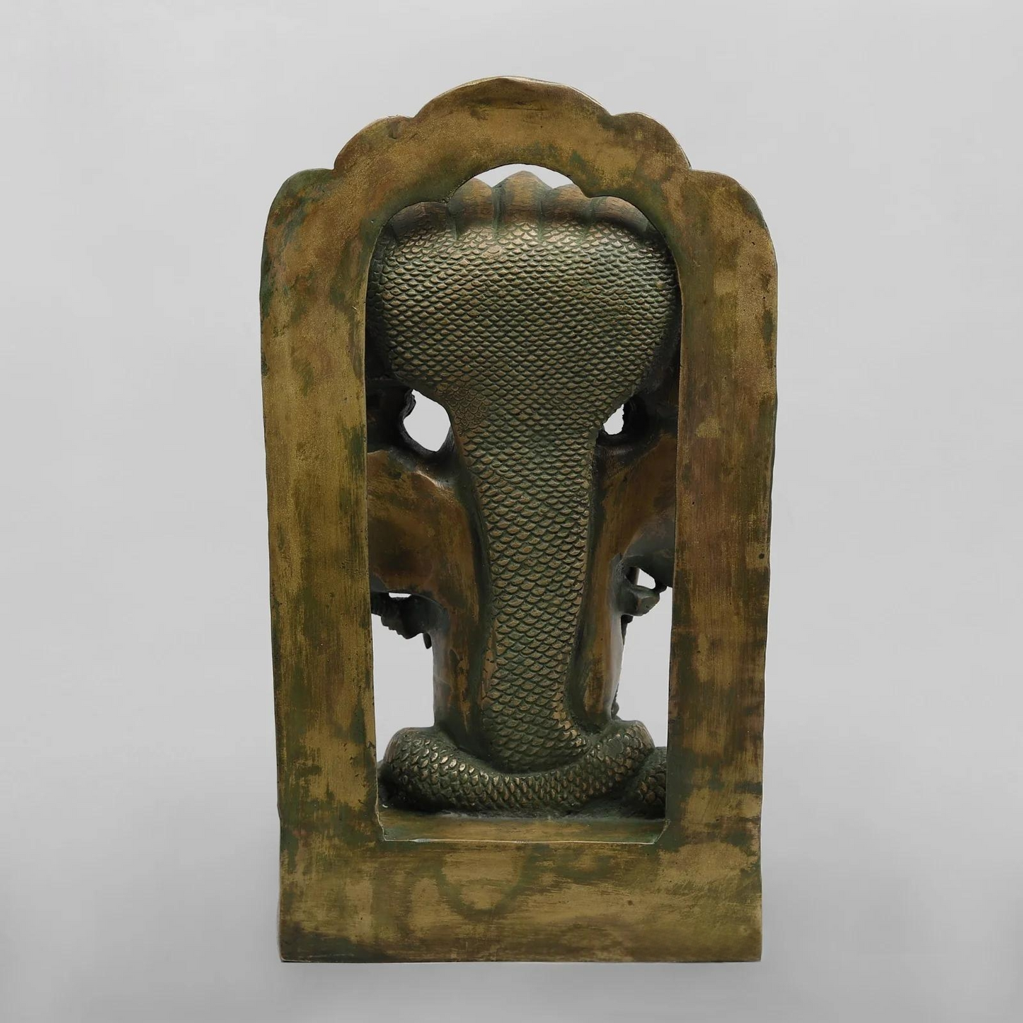 Brassaura® Lord Vishnu Vishwaroop Idol with Green Algae Finish | Pure Superfine Brass Handcrafted Murti | Brass Statue for Home Temple, Pooja Room | Height 14 Inches | Weight 9.440 Kgs