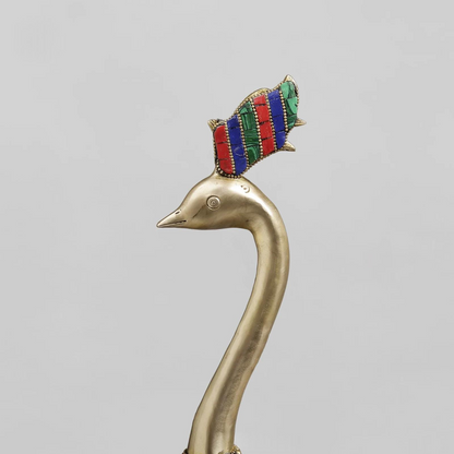 Brassaura® Peacock Standing Idol with Multi-Color Finish | Pure Superfine Brass Handcrafted Murti | Brass Statue  | Height 25 Inches | Weight 51.5Kgs