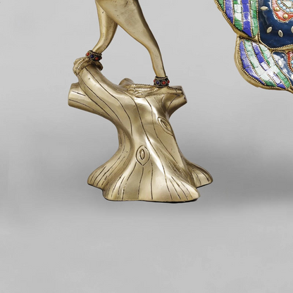 Brassaura® Peacock Standing Idol with Multi-Color Finish | Pure Superfine Brass Handcrafted Murti | Brass Statue  | Height 25 Inches | Weight 51.5Kgs