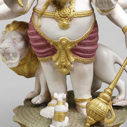 Brassaura® Ganesha Standing Idol with White & Gold Finish | Pure Superfine Brass Handcrafted Murti | Brass Statue for Home Temple, Pooja Room | Height 23.5 Inches | Weight 27.4 Kgs
