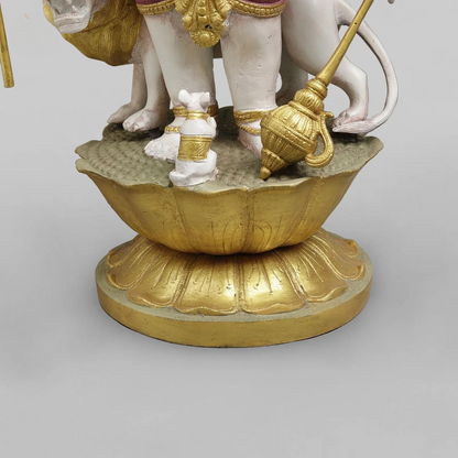 Brassaura® Ganesha Standing Idol with White & Gold Finish | Pure Superfine Brass Handcrafted Murti | Brass Statue for Home Temple, Pooja Room | Height 23.5 Inches | Weight 27.4 Kgs