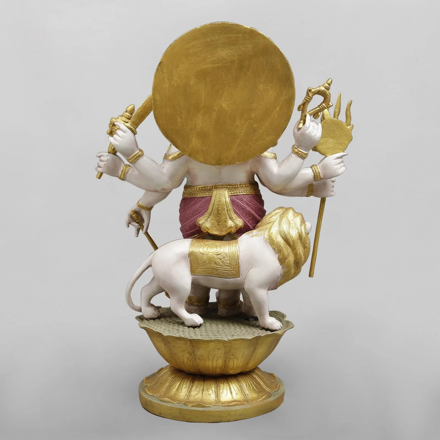 Brassaura® Ganesha Standing Idol with White & Gold Finish | Pure Superfine Brass Handcrafted Murti | Brass Statue for Home Temple, Pooja Room | Height 23.5 Inches | Weight 27.4 Kgs