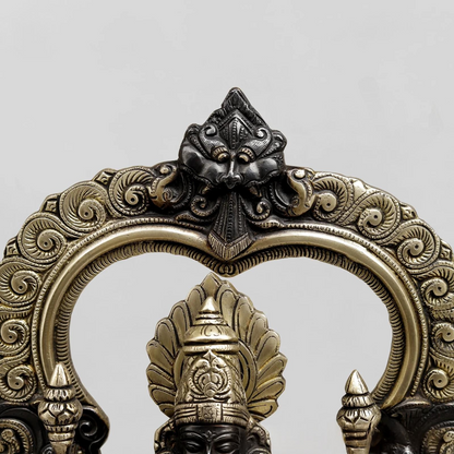 Brassaura® Lakshmi Seated Idol with Antique Silver & Black Finish | Pure Superfine Brass Handcrafted Murti | Brass Statue for Home Temple, Pooja Room | Height 17 Inches | Weight 12.46 Kgs