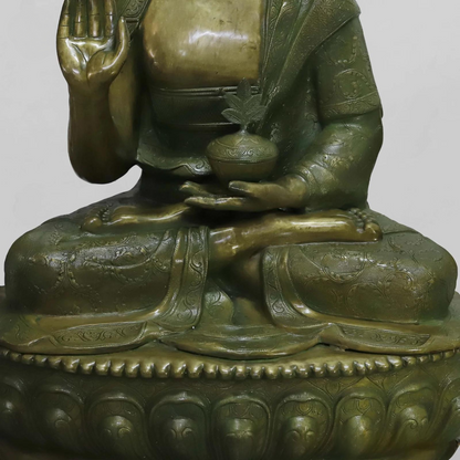 Brassaura® Buddha Meditating Idol with Antique Green Finish | Pure Superfine Brass Handcrafted Murti | Brass Statue for Home Temple, Pooja Room | Height 49 Inches | Weight 125 Kgs