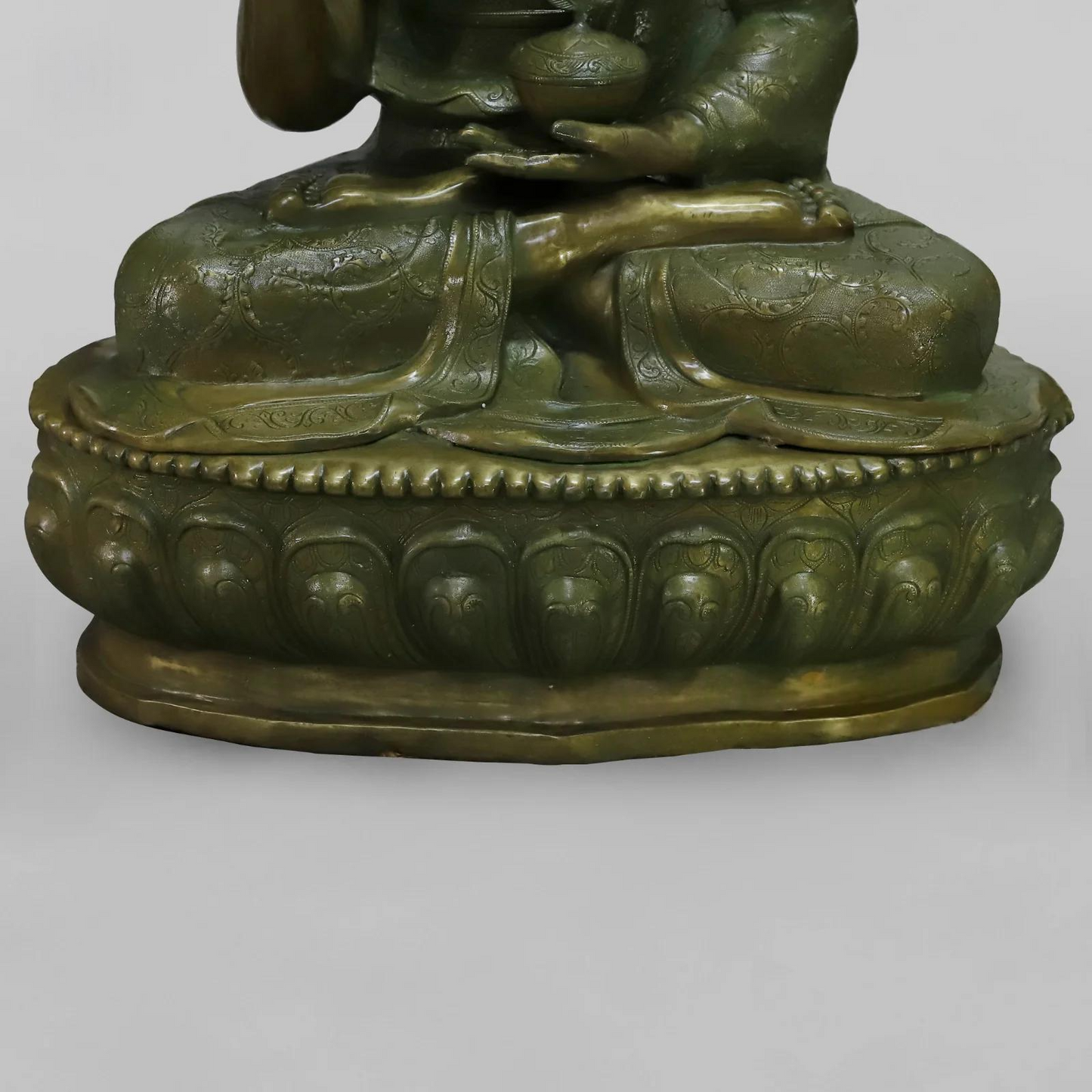 Brassaura® Buddha Meditating Idol with Antique Green Finish | Pure Superfine Brass Handcrafted Murti | Brass Statue for Home Temple, Pooja Room | Height 49 Inches | Weight 125 Kgs