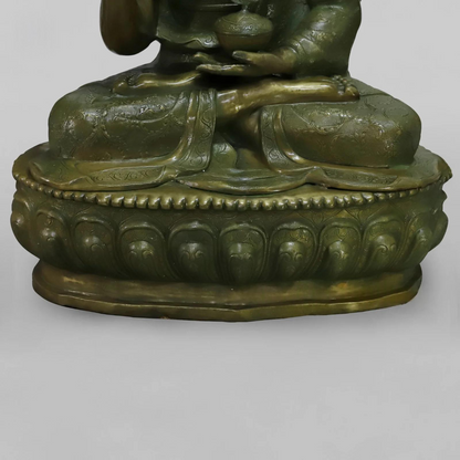 Brassaura® Buddha Meditating Idol with Antique Green Finish | Pure Superfine Brass Handcrafted Murti | Brass Statue for Home Temple, Pooja Room | Height 49 Inches | Weight 125 Kgs