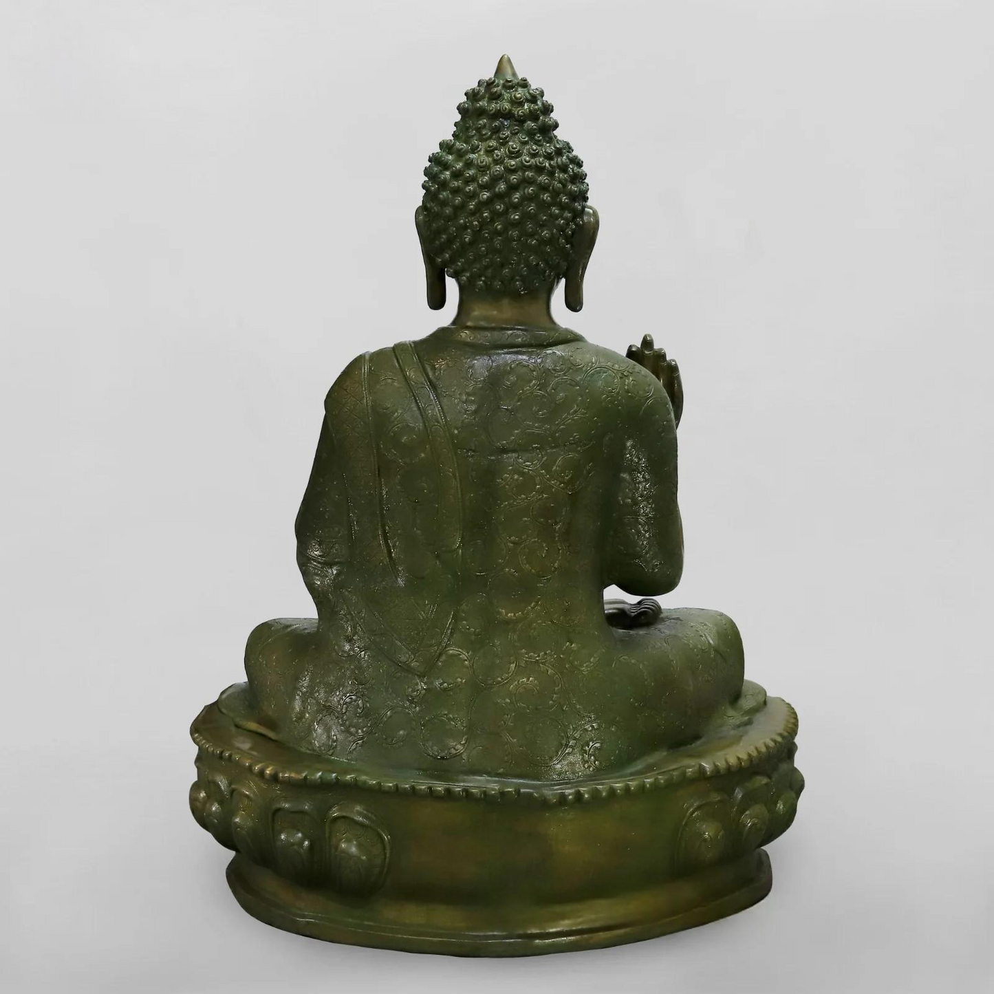Brassaura® Buddha Meditating Idol with Antique Green Finish | Pure Superfine Brass Handcrafted Murti | Brass Statue for Home Temple, Pooja Room | Height 49 Inches | Weight 125 Kgs