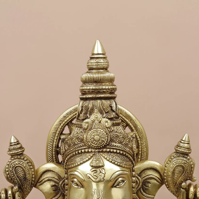 Brassaura® Ganesha Seated Blessing Idol with Antique Golden Finish | Pure Superfine Brass Handcrafted Murti | Brass Statue for Home Temple, Pooja Room | Height 20 Inches | Weight 24 Kgs