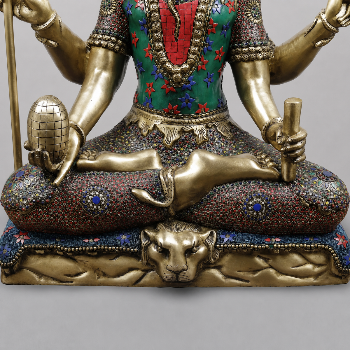Brassaura® Lord Shiva Seated Meditation Idol with Multi-Color Meenakari Finish | Pure Superfine Brass Handcrafted Murti | Brass Statue for Home Temple, Pooja Room | Height 32 Inches | Weight 27.88 Kgs