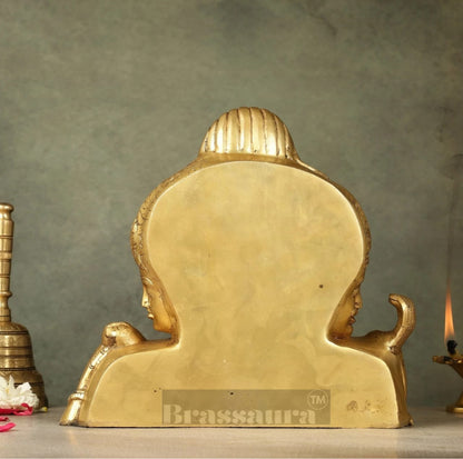 Brassaura™ Brass Superfine Trimurti Bust Statue – Brahma, Vishnu & Mahesh | 9.5 Inch, 4.6 Kgs