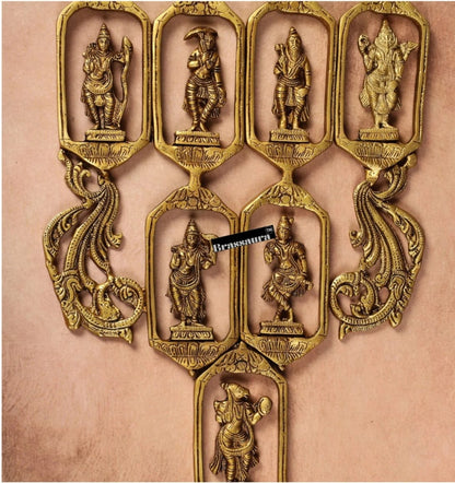 Brassaura™ Pure Brass Dashavatar Wall Hanging – Height 29.5" & Weight 3.3 Kgs | Intricately Crafted Décor