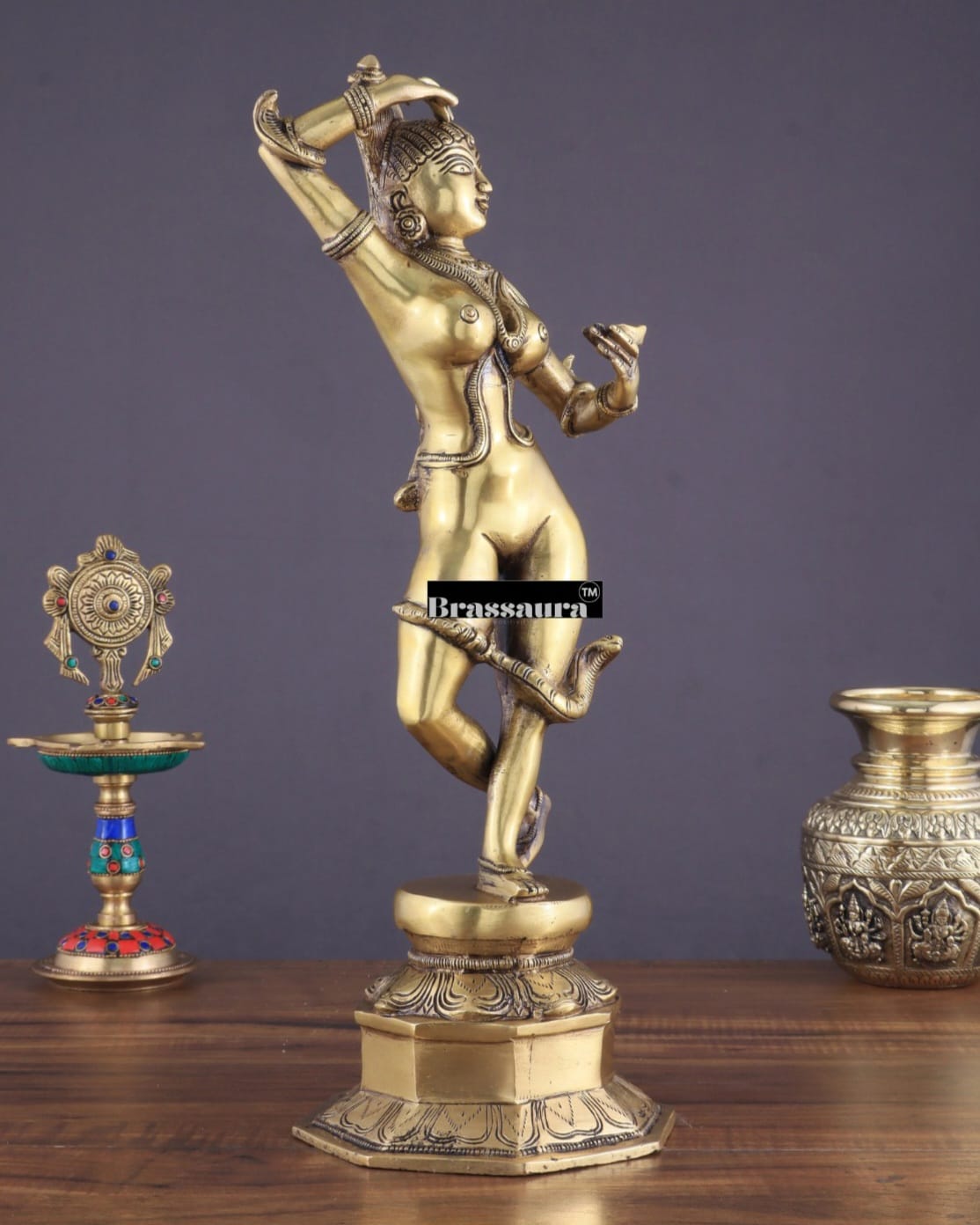Brassaura™ Pure Brass Celestial Being Statue – Height 16.25 in