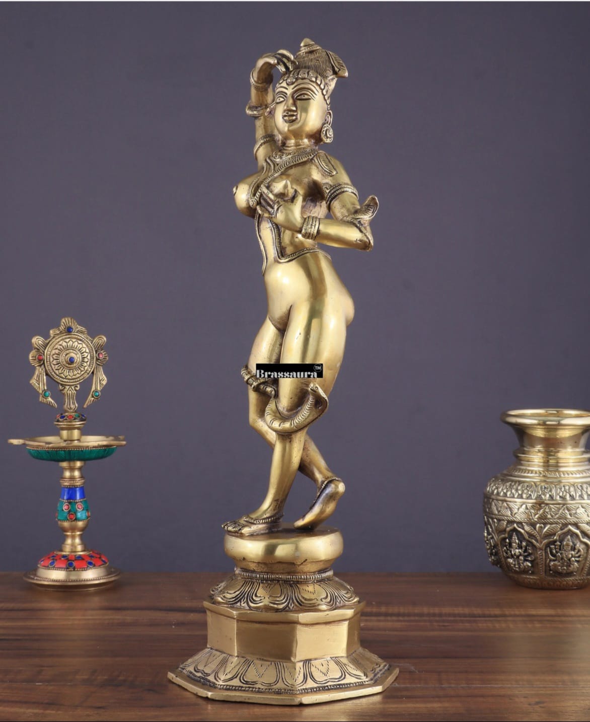 Brassaura™ Pure Brass Celestial Being Statue – Height 16.25 in