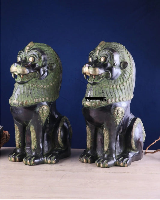 Brassaura™ Traditional Tibetan Artistry Showpieces (Pair) – Height 21 in, Total Weight 42.23 kg