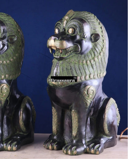 Brassaura™ Traditional Tibetan Artistry Showpieces (Pair) – Height 21 in, Total Weight 42.23 kg