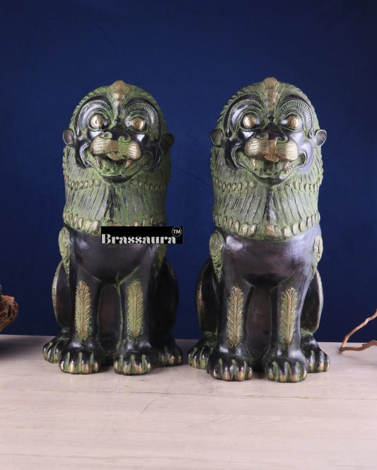 Brassaura® Traditional Tibetan Artistry Showpieces (Pair) – Height 21 in, Total Weight 42.23 kg