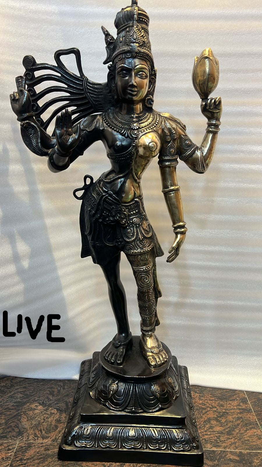 ब्रासुरिया™ ब्रास अर्धनारीश्वर प्रतिमा – ऊंचाई 40 इंच व वज़न 29.63 किलोग्राम | गृह वेदी एवं पूजा सज्जा