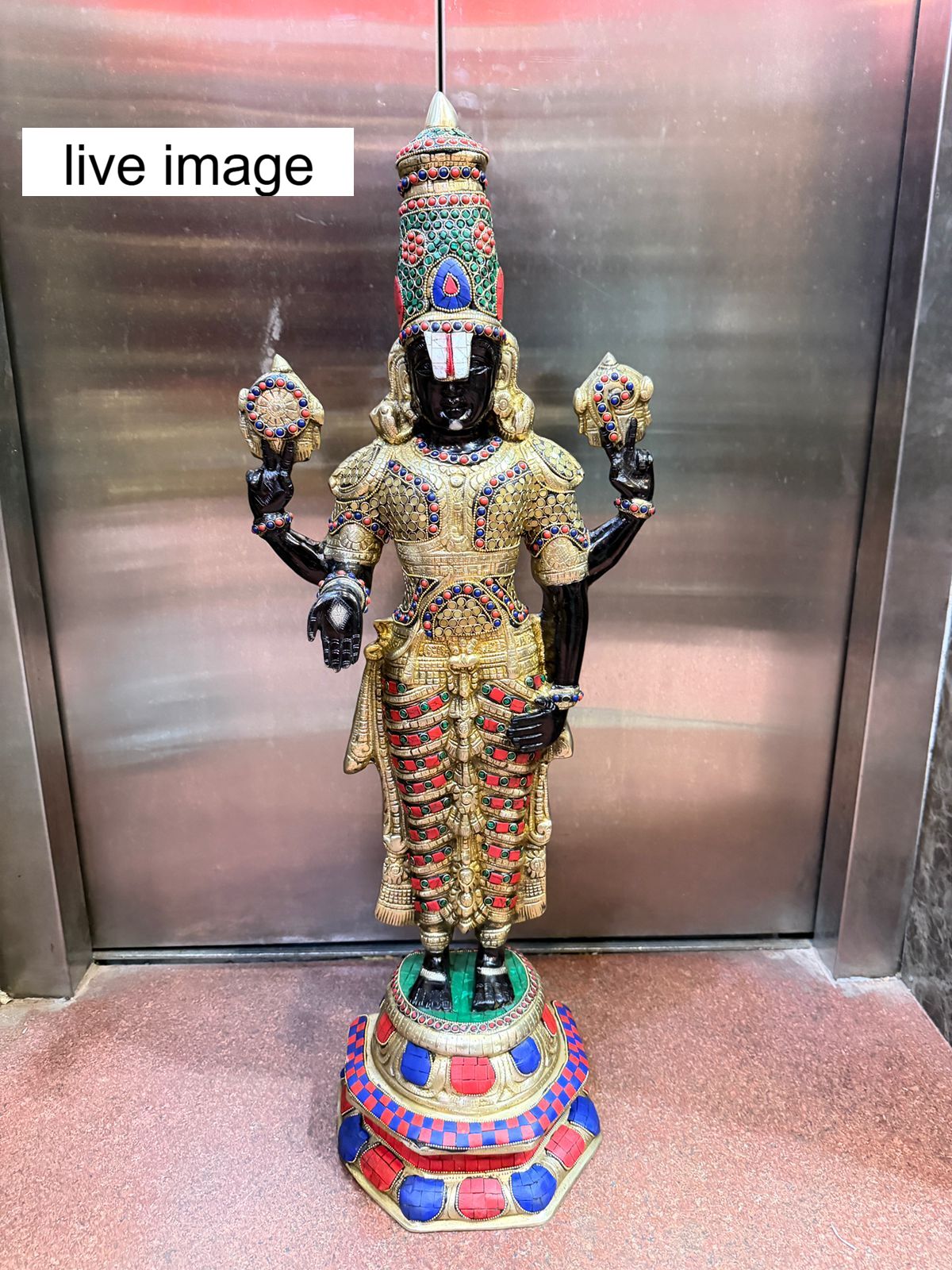 ब्रासौर शुद्ध पीतल तिरुपति बालाजी मूर्ति - 33.5 इंच, 22 किलोग्राम