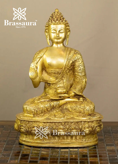 Brass Buddha For Home And Décor Weight 4.6 kg Height 12.5 Inch
