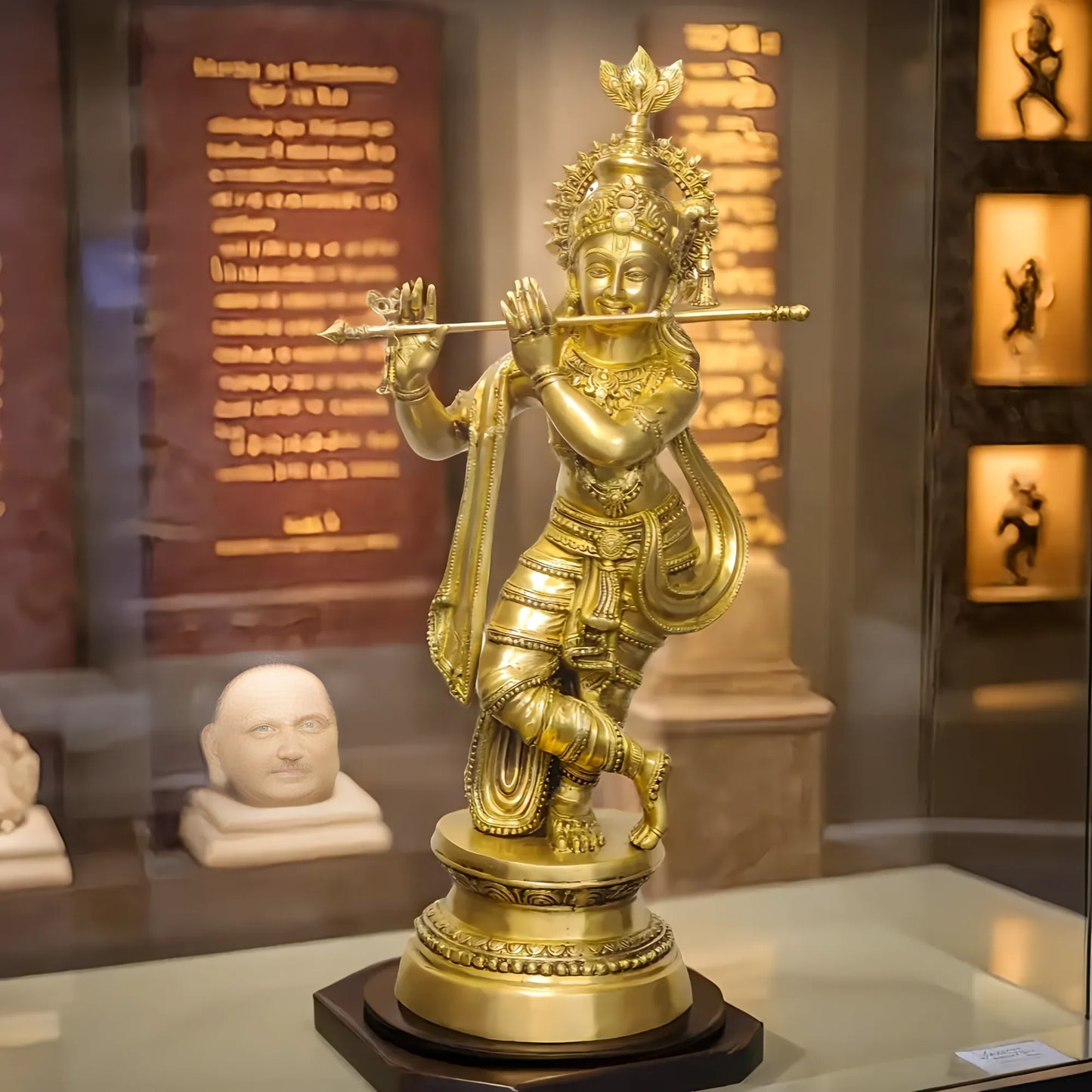 Brassaura™ Large Lord Krishna Brass Statue | Matte Finish | Height 36 Inches & Weight 26 Kgs