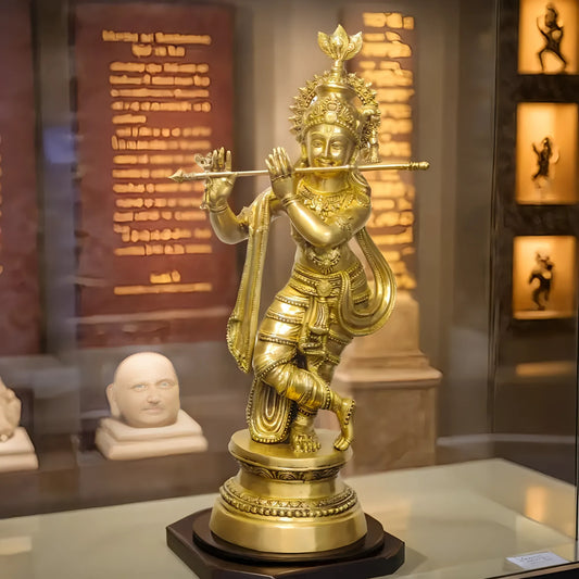 Brassaura™ Large Lord Krishna Brass Statue | Matte Finish | Height 36 Inches & Weight 26 Kgs