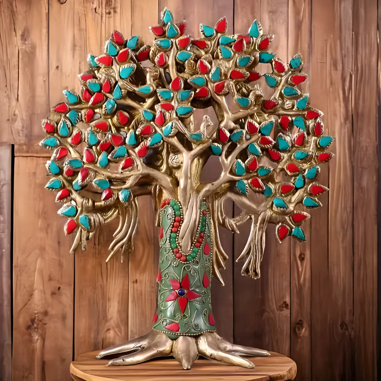 Brassaura™ Pure Brass Handcrafted Kalpavriksha Tree | Tabletop Tree of Life Showpiece | Weight 2 Kgs | Height 11 Inches