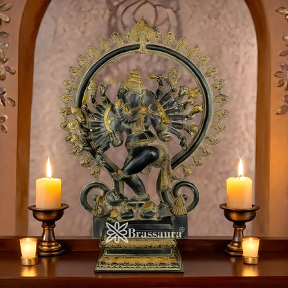 Brassaura™ Brass Ganesha Idol | Height 25.5 Inches & Weight 22.4 Kgs