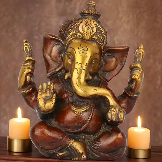 Brassaura™ Brass Ganesha Idol for Home and Decor | Weight 1.5 Kgs | Height 6 Inches