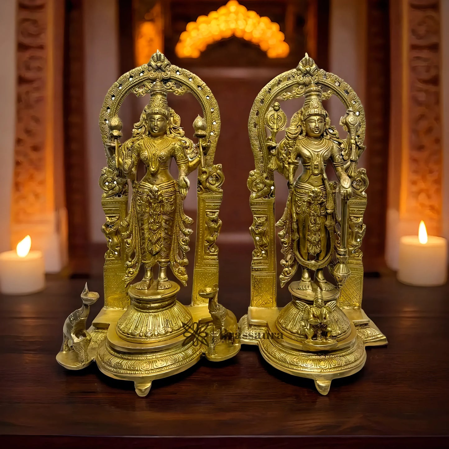Brassaura™ Brass Vishnu Laxmi – Height 7.2 Inches & Weight 12 Kgs | Elegant Symbol of Harmony & Abundance