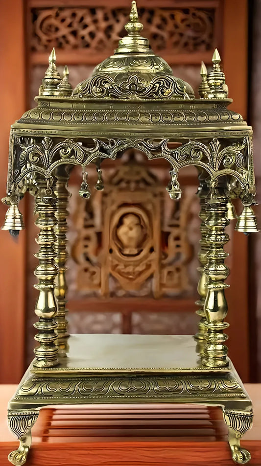 Brassaura™ Brass Temple Statue – Height 21 Inches & Weight 14.8 Kgs | Artistic Spiritual Accent