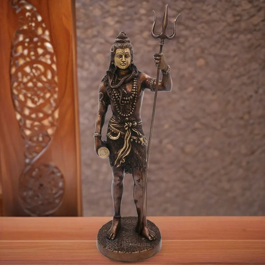 Brassaura™ Brass Dark Color Standing Shiva Murti – Height 25.2 Inches & Weight 10 Kgs | Classic Idol