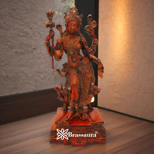 Brassaura™ Brass Ardhanarishwar Statue – Height 18 Inches & Weight 10.5 Kgs | Home Altar & Pooja Décor