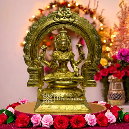 Brassaura™ Brass Laxmi Idol – Height 12.8 Inches & Weight 6.35 Kgs | Hindu Goddess Sculpture
