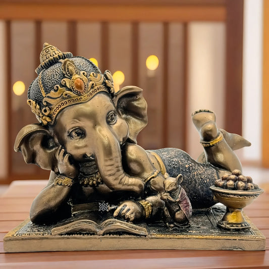 Brassaura™ Resin Ganesha Statue for Car Dashboard, Home and Decor | Weight 0.685 Kgs | Height 4.72 Inches