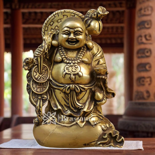 Brass Laughing  Buddha For Home And Décor Weight 3.12 Kg Height 8.5 Inch