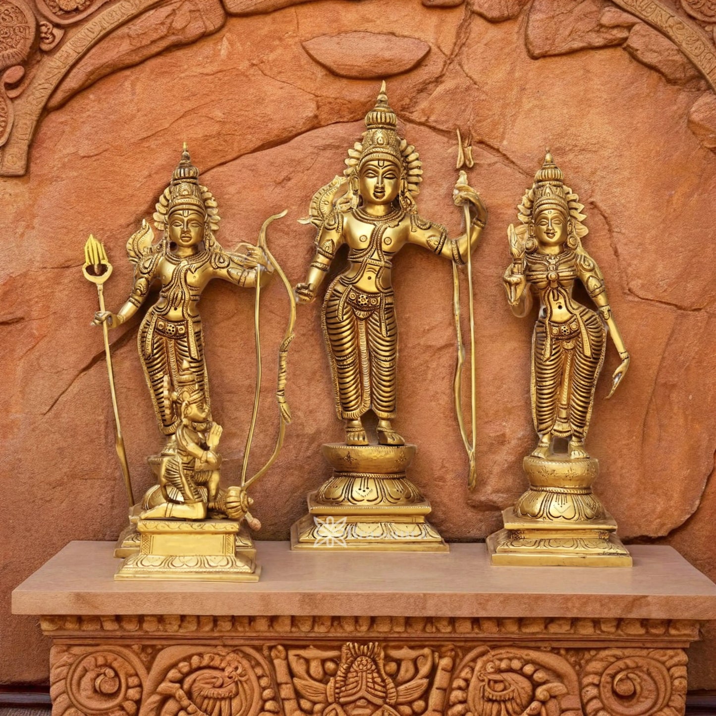 Brassaura™ Brass Ram Darbar Idol – Height 14.5 Inches & Weight 10.5 Kgs | Classic Vedic Décor for Sacred Spaces