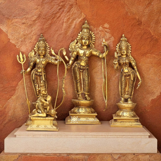 Brassaura™ Brass Ram Darbar Idol – Height 14.5 Inches & Weight 10.5 Kgs | Classic Vedic Décor for Sacred Spaces