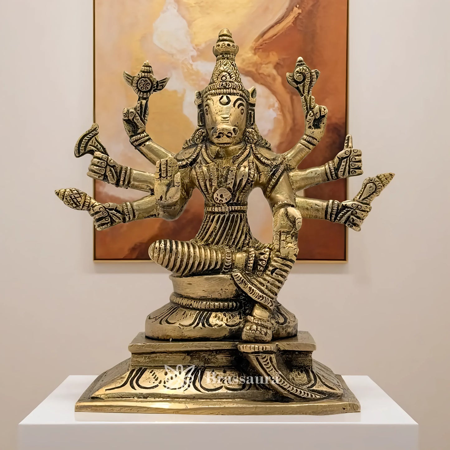 Brassaura™ Brass Varahi Idol – Height 7.2 Inches & Weight 1.8 Kgs | Temple & Pooja Décor