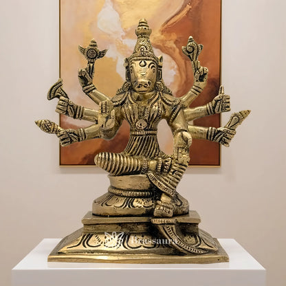 Brassaura™ Brass Varahi Idol – Height 7.2 Inches & Weight 1.8 Kgs | Temple & Pooja Décor