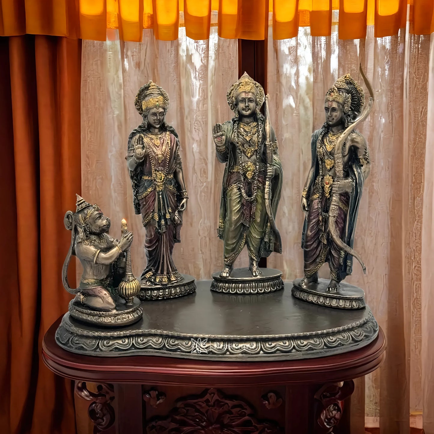 Brassaura™ Resin Ram Darbar Idol – Height 8 Inches & Weight 1.17 Kgs | Devotional Sculpture for Sacred Corners