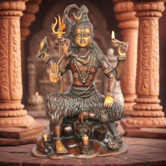 Brassaura™ Brass Lord Shiva Idol – Height 13 Inches & Weight 18 Kgs | Hindu Devotional Décor