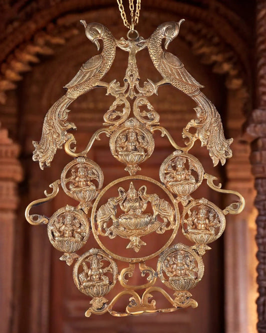 Brass Astha Laxmi Wall Hanging for Home and Decor Home Height 18 Inches & Weight 2.75 Kgs