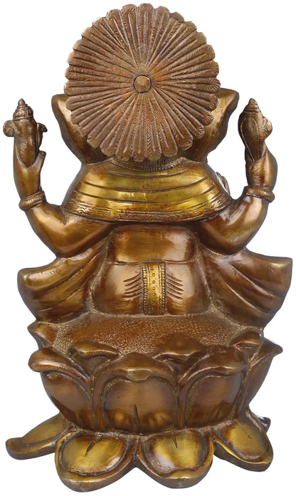 Brassaura™ Brass Lord Ganesha Idol | Height 9.5 Inches & Weight 4 kgs