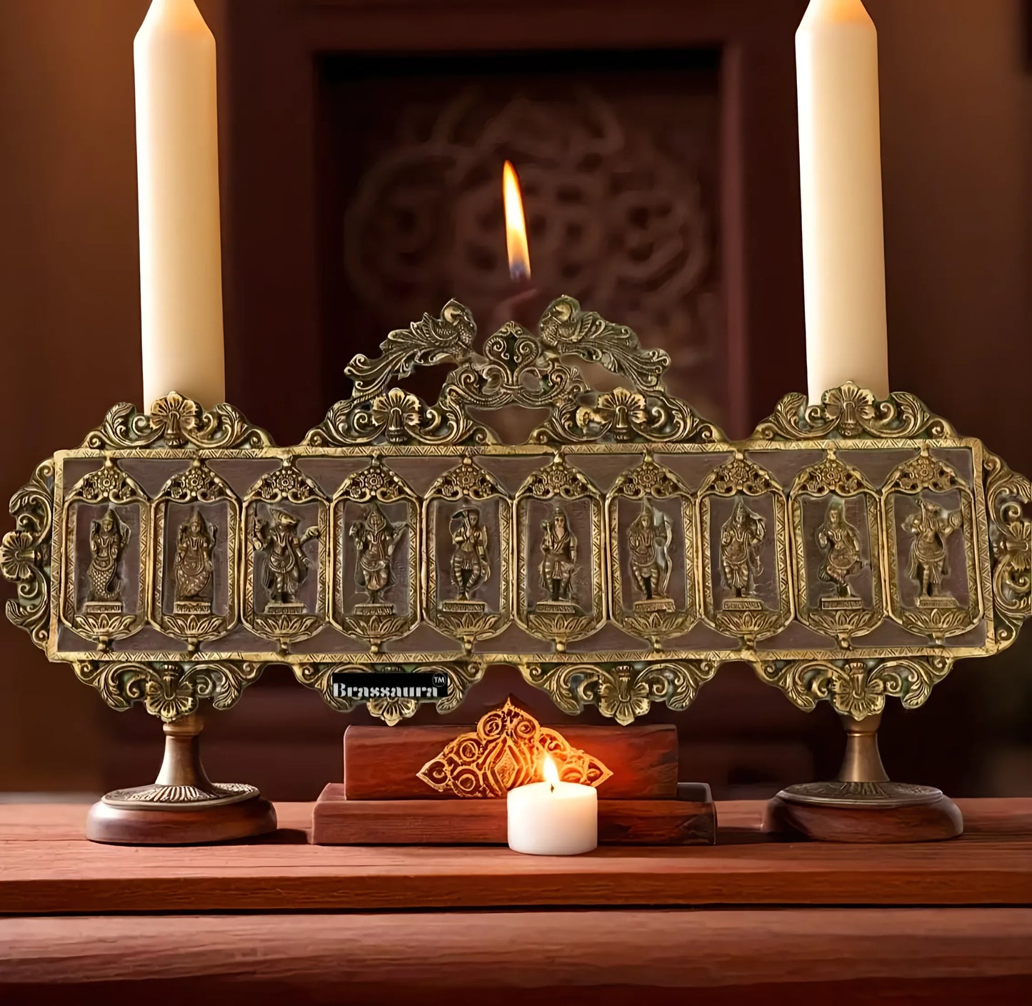 Brassaura™ Brass Dashavatar Wall Hanging – Width 30 Inches & Height 12 Inches, Weight 7.6 Kgs