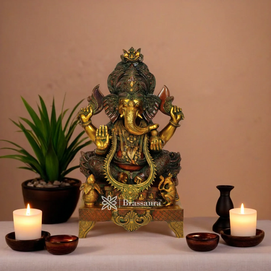 Brass Ganesha Statue For Home Decor And Gift Item Weight 55 Kg And Height 33 Inch
