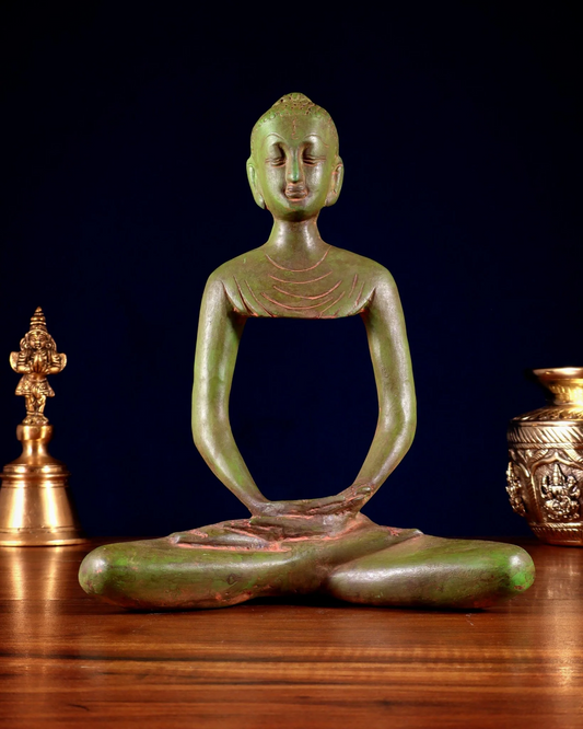 Brass Gem Stone Work Bhumisprasa Buddha Statue Weight 2.7 kg & Height 11.4 Inch