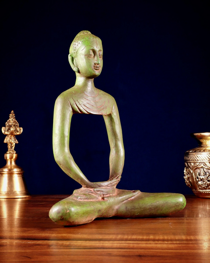 Brass Gem Stone Work Bhumisprasa Buddha Statue Weight 2.7 kg & Height 11.4 Inch