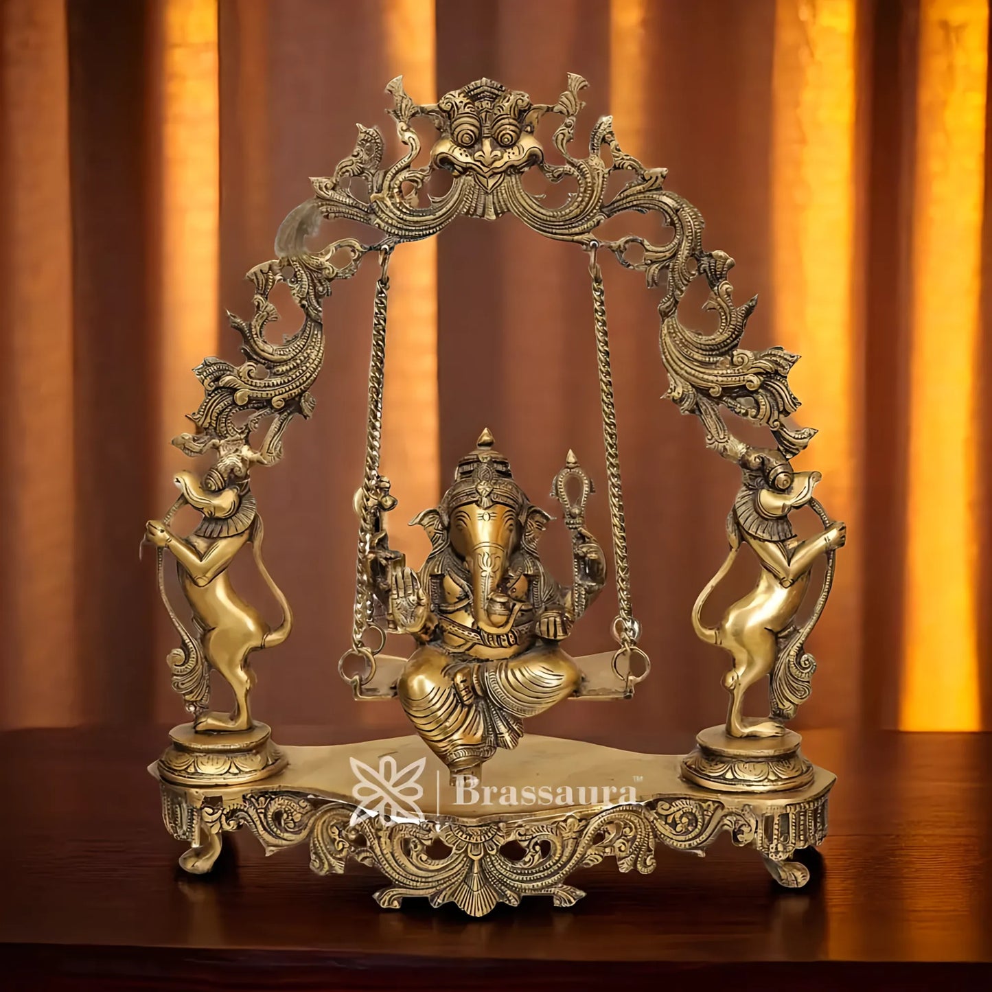 Brassaura™ Brass Ganesha Statue – “Bearer of Fortune” | Height 18 Inches & Weight 7 Kgs