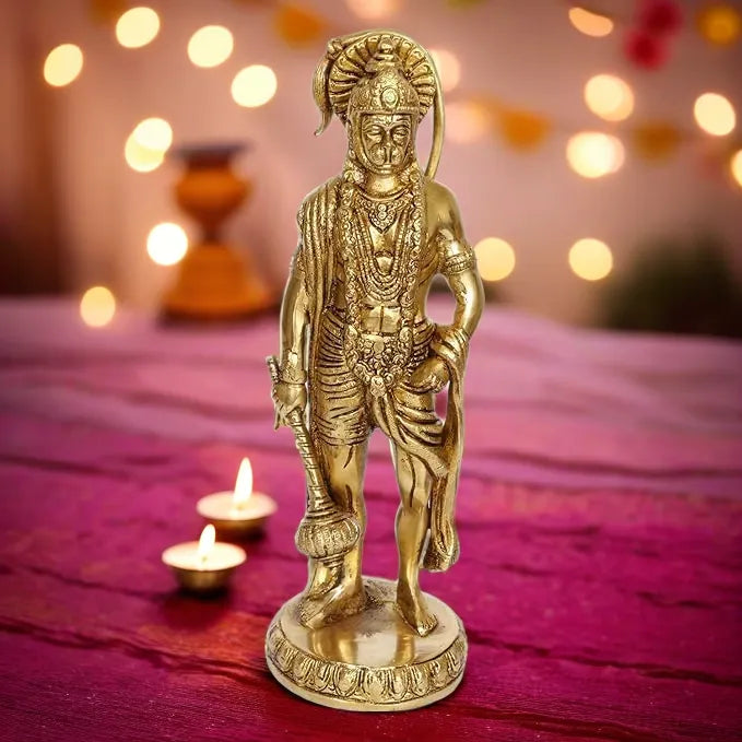 Brassaura™ Brass Hanuman Murti with Intricate Design – Height 13.2 Inches & Weight 2.2 Kgs