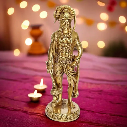 Brassaura™ Brass Hanuman Murti with Intricate Design – Height 13.2 Inches & Weight 2.2 Kgs